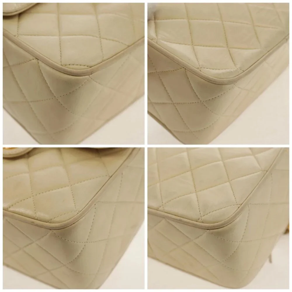 CHANEL Matelasse Chain Shoulder Bag Lamb Skin Ivory Gold CC Auth 154054V - Picture 16 of 16